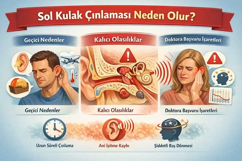 Sol Kulak Çınlaması Neden Olur? Geçici Nedenler, Kalıcı Olasılıklar ve Doktora Başvuru İşaretleri